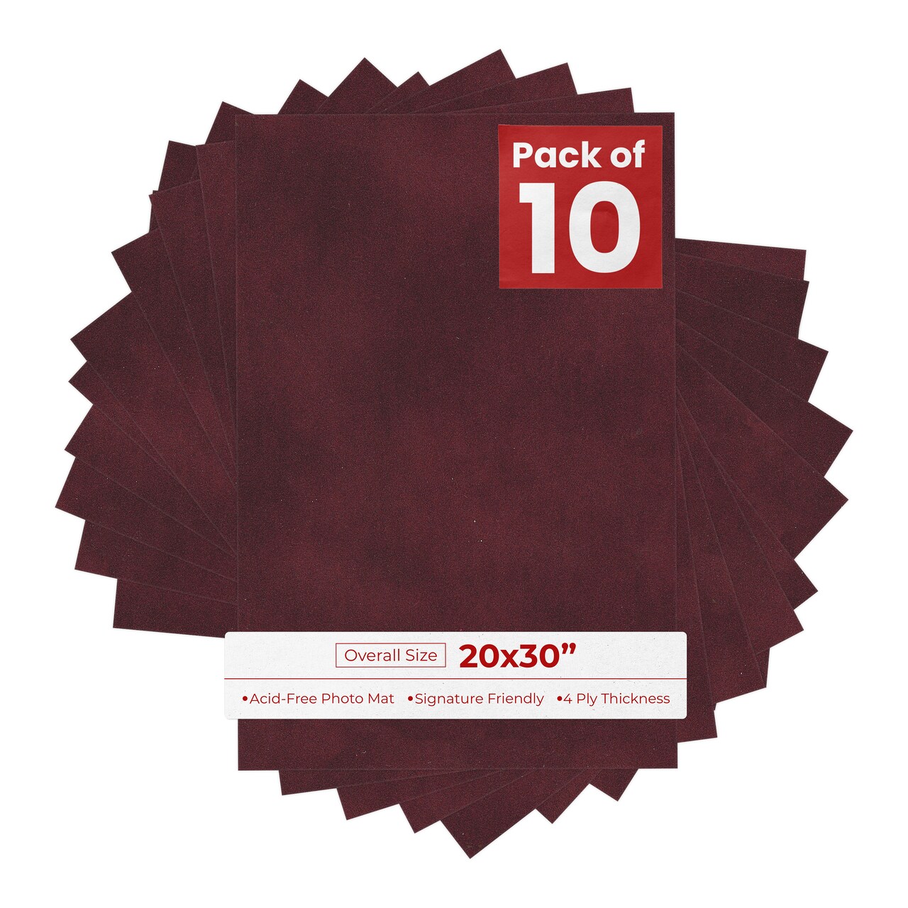 Dark Red Suede 20x30 Uncut Mat Board - Blank Sheets, No Opening